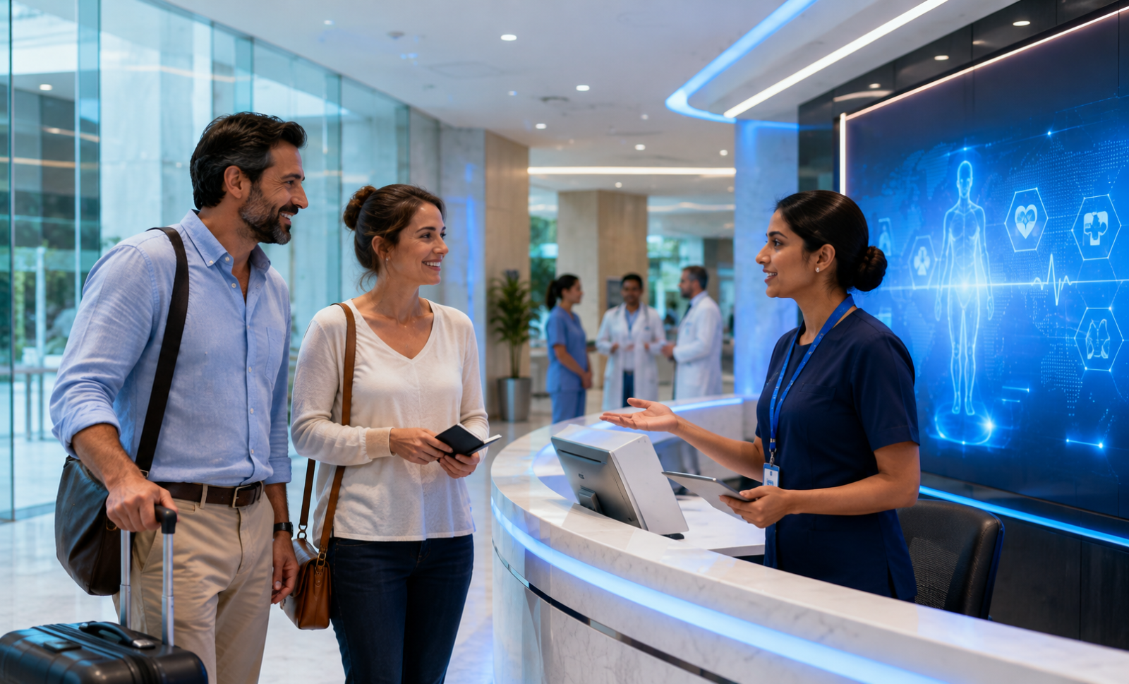 International patient arriving at a leading hospital in India for affordable medical treatment and healthcare tourism.
